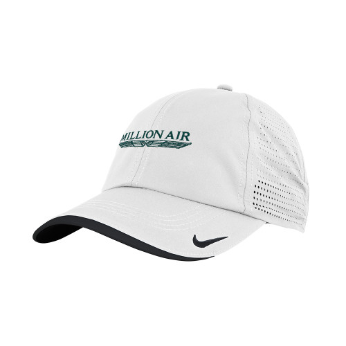  Nike White Dri Fit Perforated Hat - Million Air Trademark