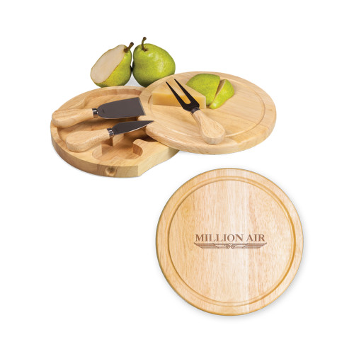  7.5 Inch Brie Circular Cutting Board Set - Million Air Trademark Engraved