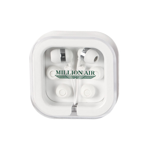  Ear Buds in Clear Square Case - Million Air Trademark