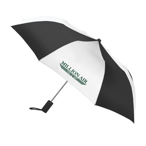  42 Inch Slim Stick Black/White Umbrella - Million Air Trademark