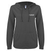Thumbnail image for  ENZA Womens Dark Heather V Notch Raw Edge Fleece Hoodie
