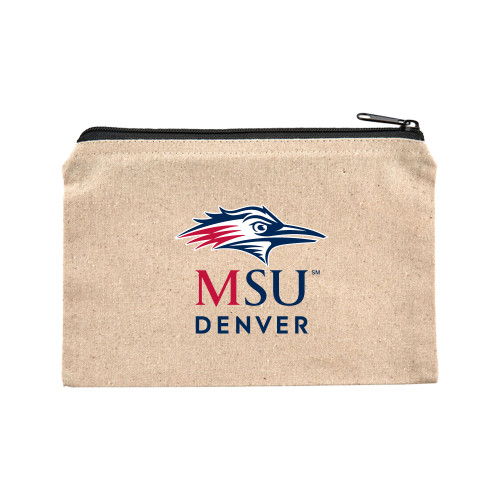  8oz. Natural Cotton Travel Pouch - MSU Denver Stacked