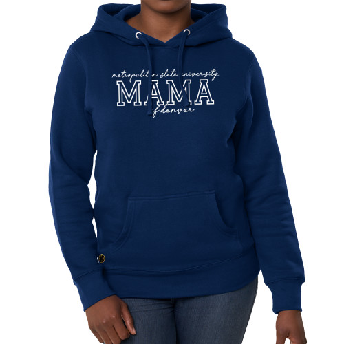  Fall Rush Ladies Navy Sponge Fleece Hoodie - Mama Script