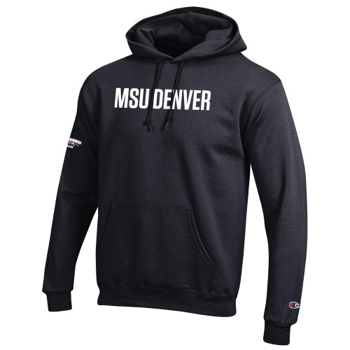  Champion Black Fleece Hoodie - MSU Denver Flat