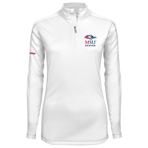  Syntrel Womens White Interlock 1/4 Zip - MSU Denver Stacked
