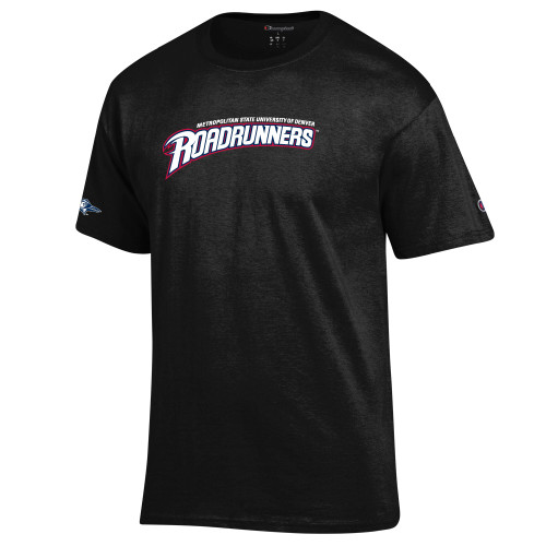  Champion Black T Shirt - Primary Mark without Roadrunner Head