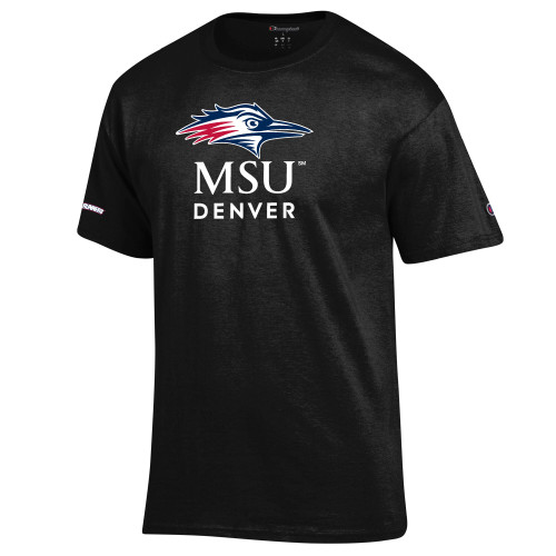  Champion Black T Shirt - MSU Denver Stacked