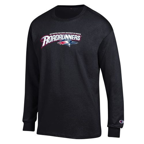  Champion Black Long Sleeve T Shirt - Primary Mark