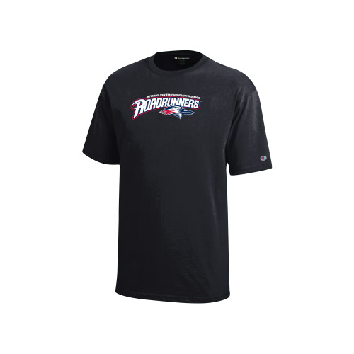  Champion Youth Black Short Sleeve Tee - Primary Mark