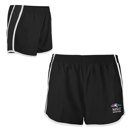  Womens Black/White Team Short - MSU Denver Stacked