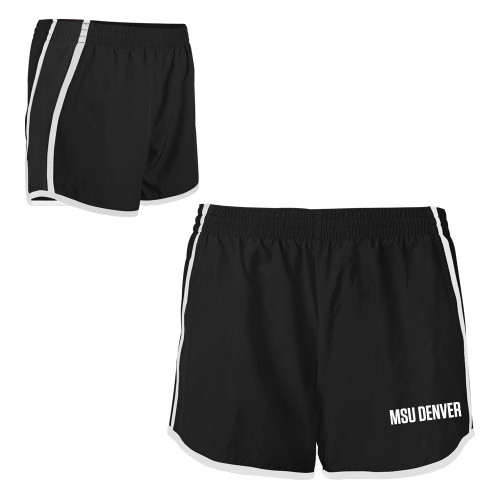  Womens Black/White Team Short - MSU Denver Flat