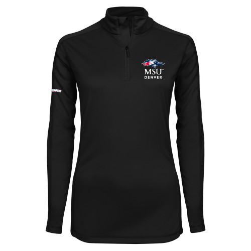  Syntrel Womens Black Interlock 1/4 Zip - MSU Denver Stacked