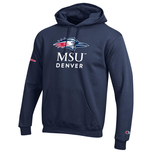  Champion Navy Fleece Hoodie - MSU Denver Stacked