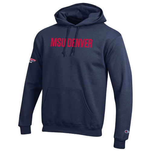  Champion Navy Fleece Hoodie - MSU Denver Flat
