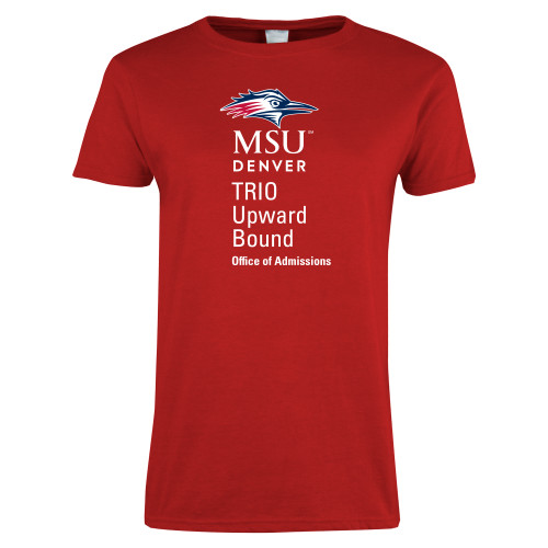  Womens Red Short Sleeve Tee - MSU Denver Office of Admissions