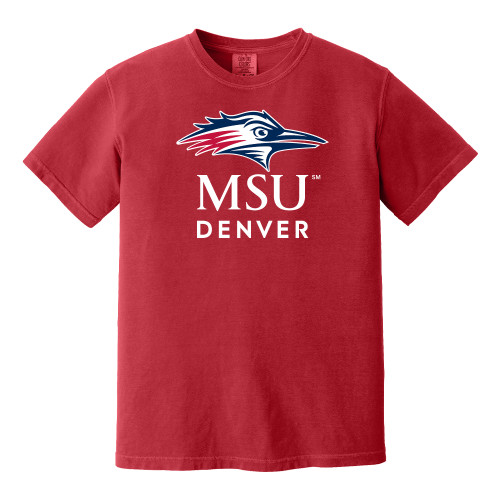  Comfort Colors Red T Shirt - MSU Denver Stacked