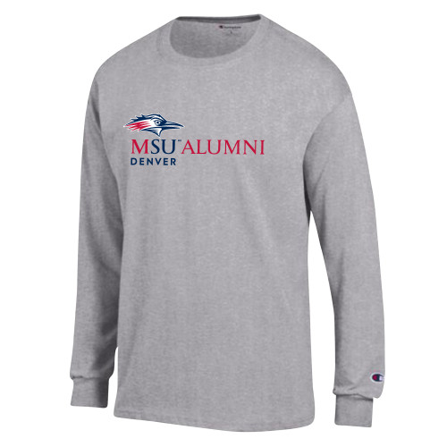  Champion Oxford Grey Long Sleeve T Shirt - MSU Denver Alumni  Flat