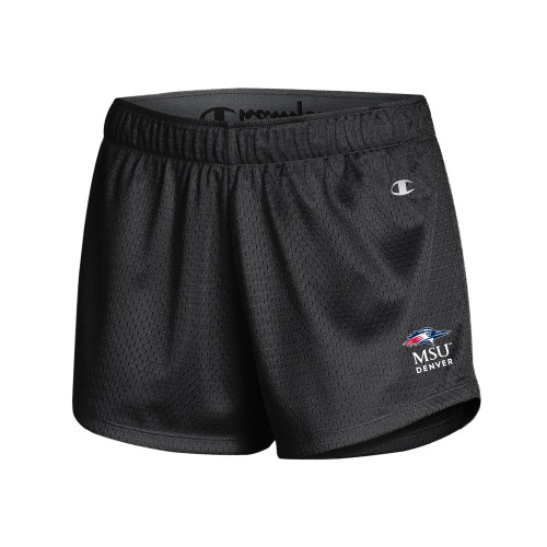  Champion Womens Black Mesh Short - MSU Denver Stacked
