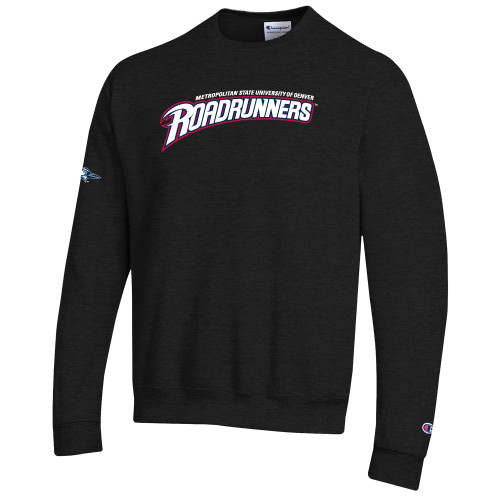  Champion Black Fleece Crew - Primary Mark without Roadrunner Head