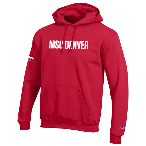  Champion Scarlet Red Fleece Hoodie - MSU Denver Flat
