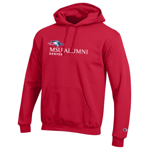  Champion Scarlet Red Fleece Hoodie - MSU Denver Alumni  Flat