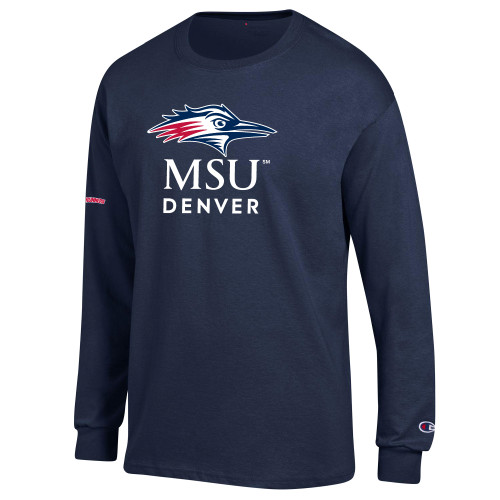  Champion Navy Long Sleeve T Shirt - MSU Denver Stacked