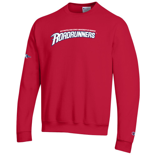  Champion Scarlet Red Fleece Crew - Primary Mark without Roadrunner Head