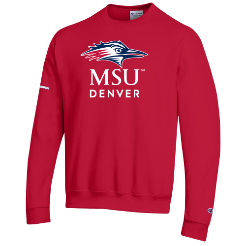  Champion Scarlet Red Fleece Crew - MSU Denver Stacked