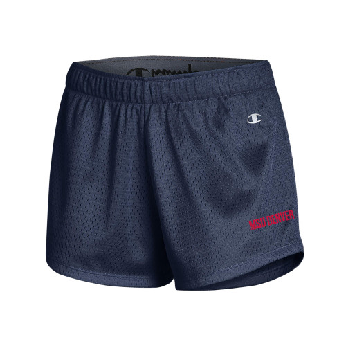  Champion Womens Navy Mesh Short - MSU Denver Flat