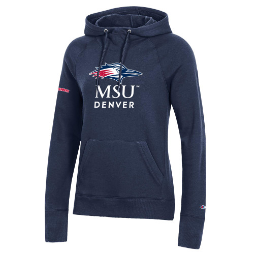  Champion Womens Navy Pull Over Hood - MSU Denver Stacked