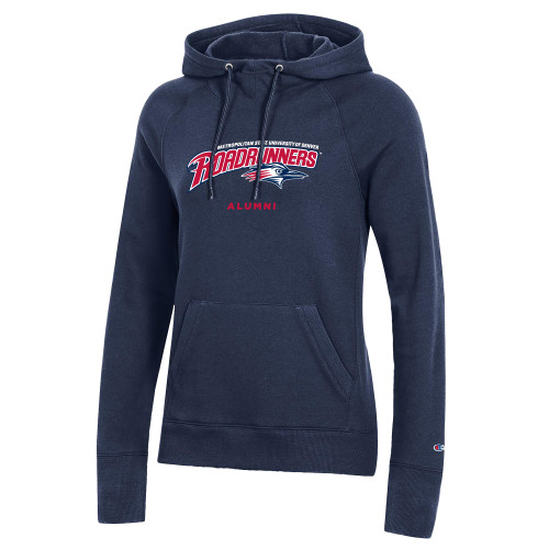  Champion Womens Navy Pull Over Hood - Roadrunners Alumni