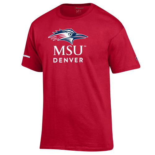  Champion Scarlet Red T Shirt - MSU Denver Stacked