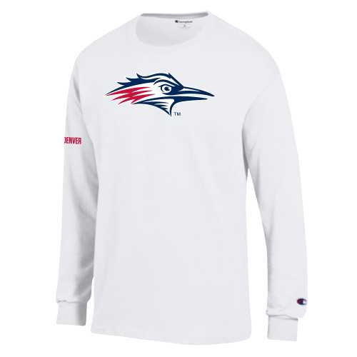  Champion White Long Sleeve T Shirt - Roadrunner Head