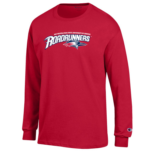  Champion Red Long Sleeve T Shirt - Primary Mark