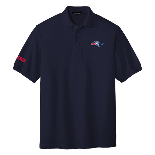  Navy Silk Touch Polo - Roadrunner Head