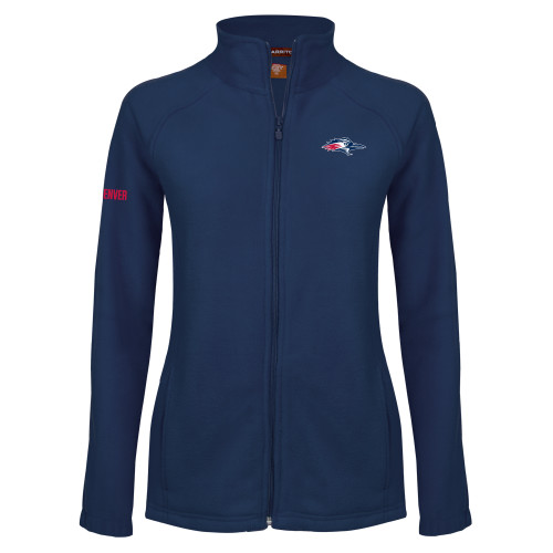  Womens Navy Fleece Full Zip Jacket - Roadrunner Head