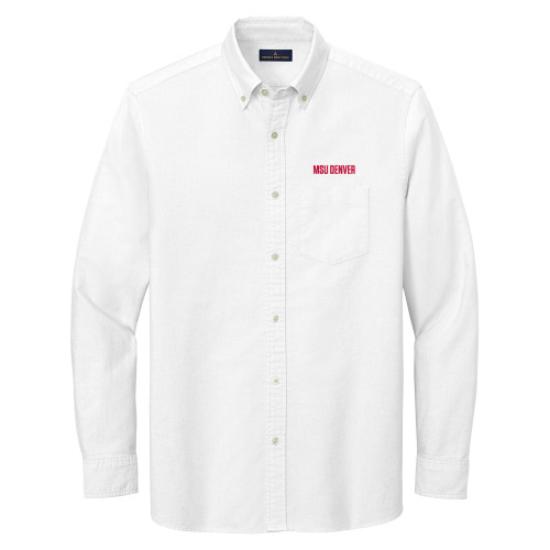  Brooks Brothers Mens White Casual Oxford Cloth Shirt - MSU Denver Flat