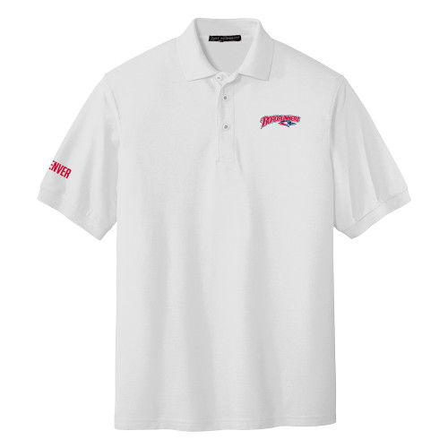  White Silk Touch Polo - Roadrunners With Roadrunner Head