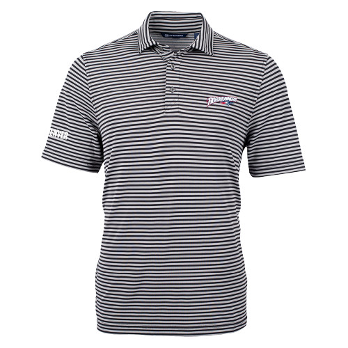  C&B Black Virtue Eco Pique Stripe Polo - Roadrunners With Roadrunner Head