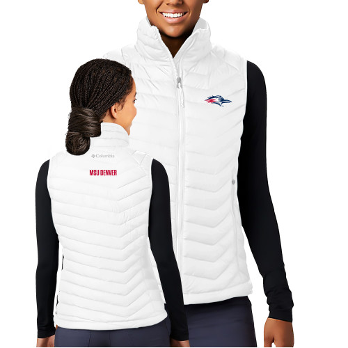  Columbia Womens White Powder Lite Vest - Roadrunner Head