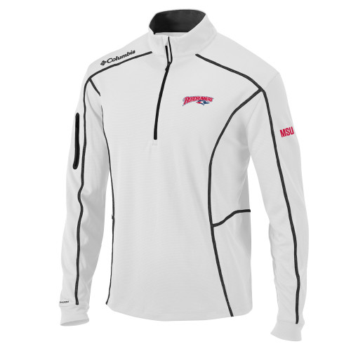  Columbia White Omni Wick Shotgun 1/4 Zip - Roadrunners With Roadrunner Head