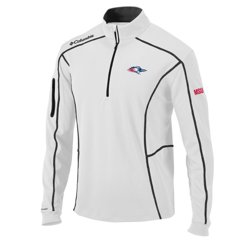  Columbia White Omni Wick Shotgun 1/4 Zip - Roadrunner Head