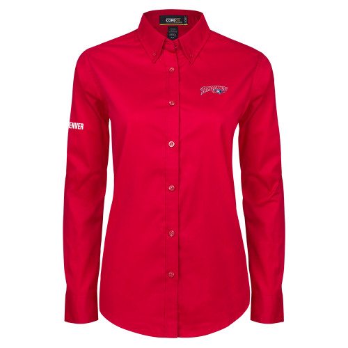 Main Image for  Womens Red Twill Button Down Long Sleeve 