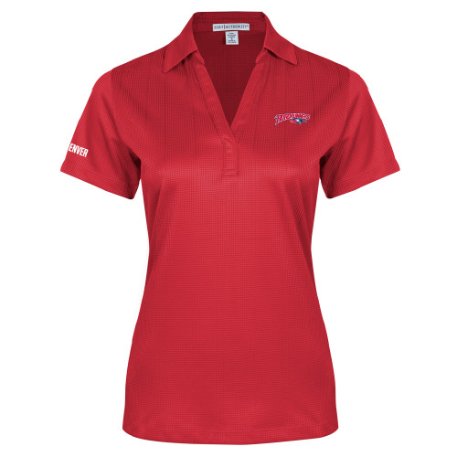  Womens Red Performance Fine Jacquard Polo - Roadrunners With Roadrunner Head