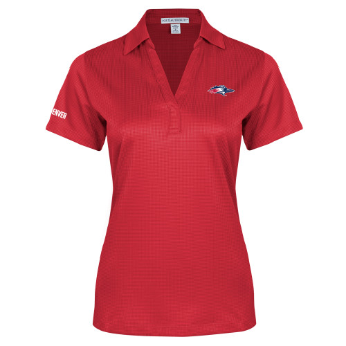  Womens Red Performance Fine Jacquard Polo - Roadrunner Head