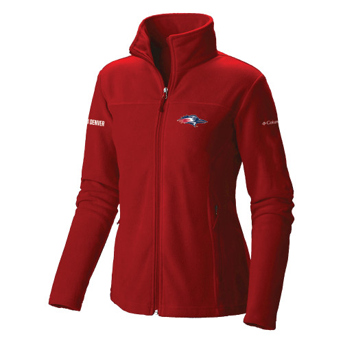  Columbia Womens Red Full Zip Fleece Jacket - Roadrunner Head
