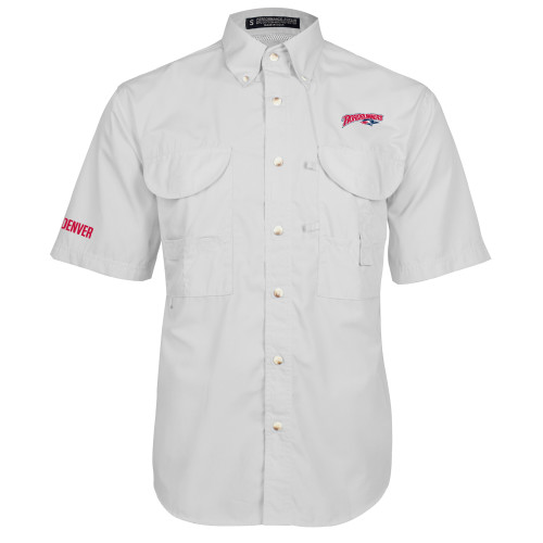  White Fishing Shirt Performance Short Sleeve - Roadrunners With Roadrunner Head