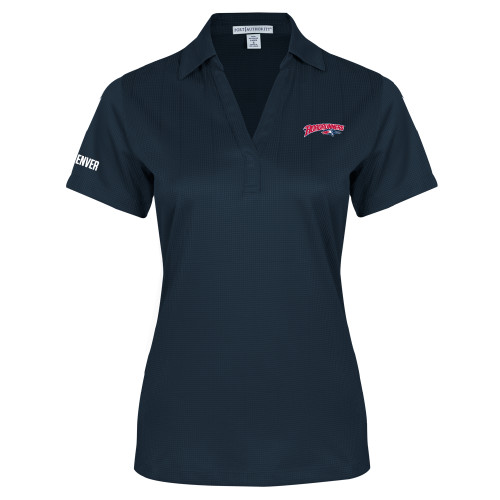  Womens Navy Performance Fine Jacquard Polo - Roadrunners With Roadrunner Head