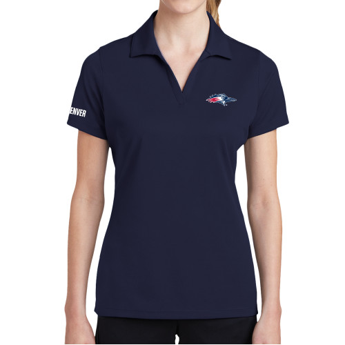  Womens Navy Dry Mesh Polo - Roadrunner Head