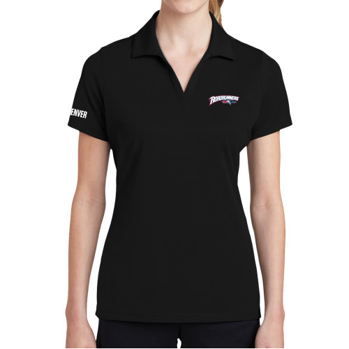  Womens Black Dry Mesh Polo - Roadrunners With Roadrunner Head